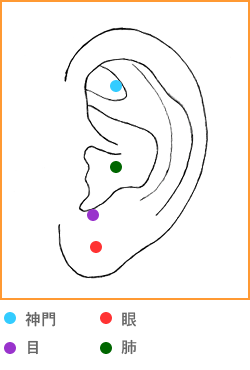 耳ツボ、眼精疲労
